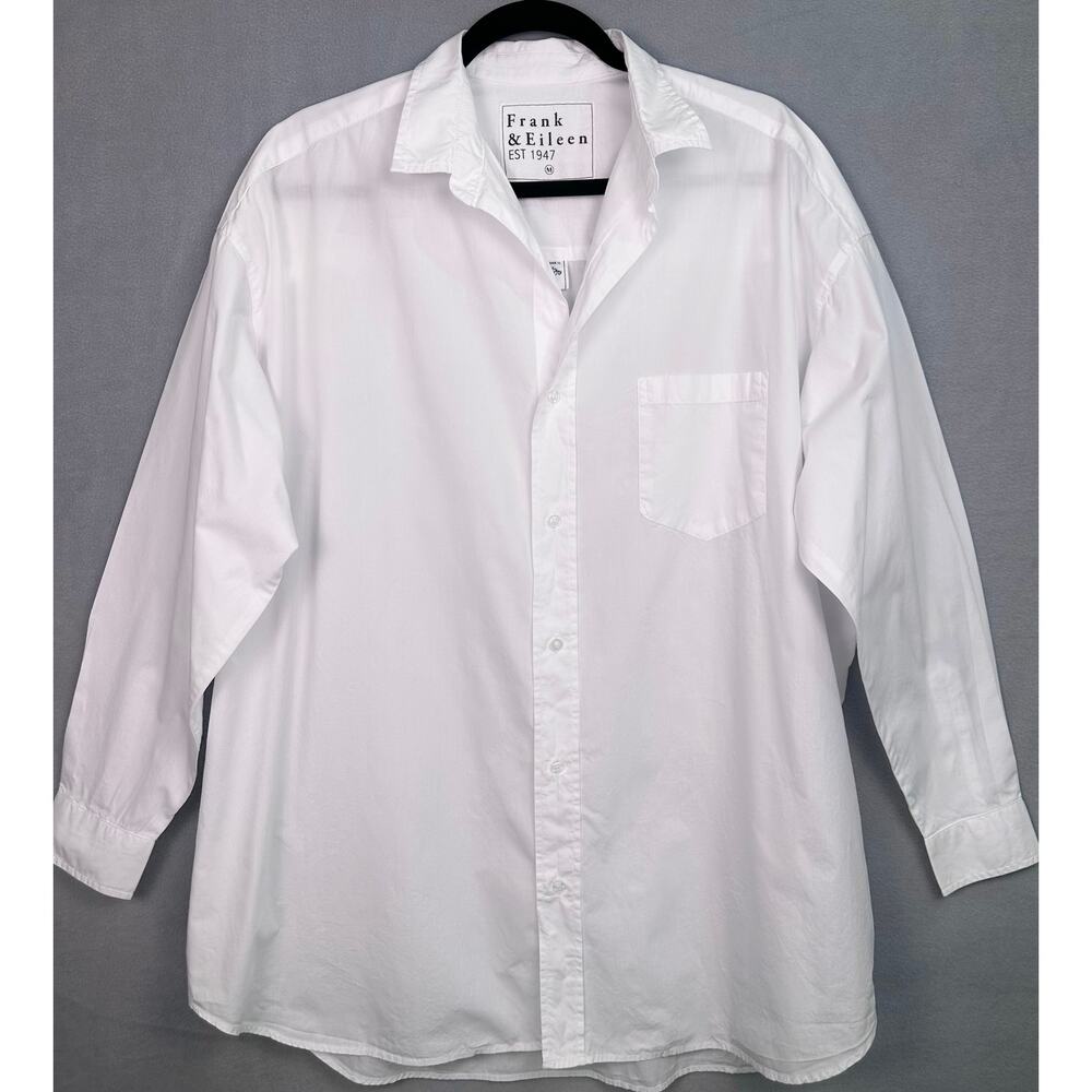 Frank & Eileen Shirley Oversized White Button Up Shirt 100% Cotton Size Medium - Picture 2 of 11